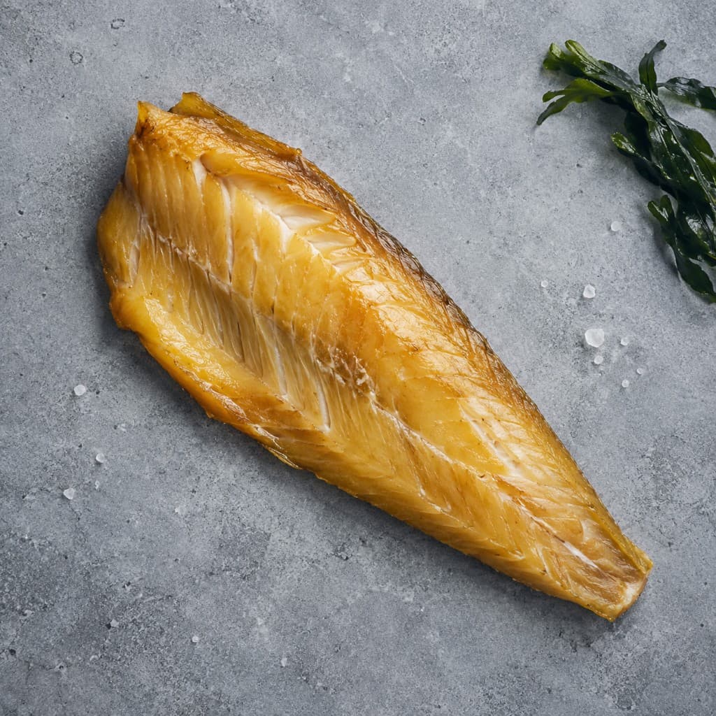 Peat-smoked haddock on slate